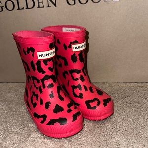 Pink and black Hunter boots